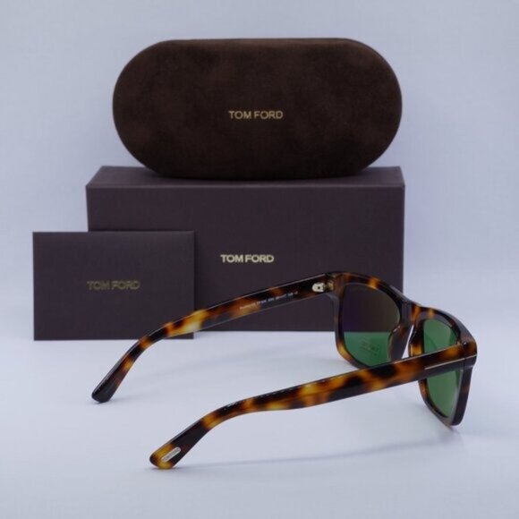 Tom Ford FT0906 53N Buckley02 Square Sunglasses - Havana/Green - Picture 9 of 9